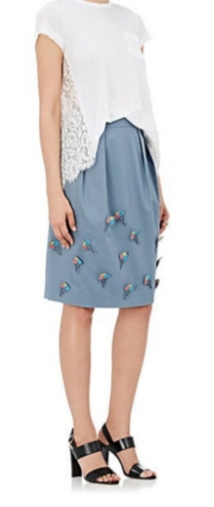 Jimi Roos Designer Ice Cream Appliqued Midi Skirt